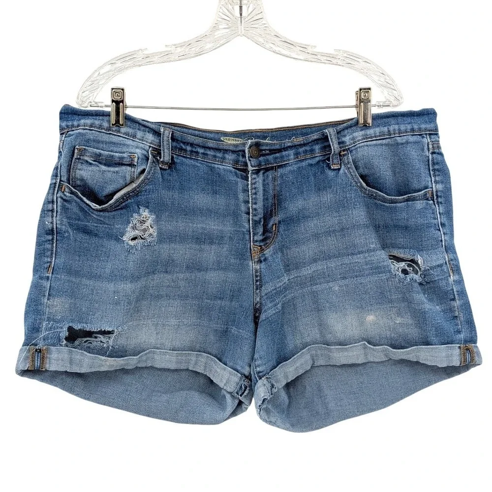 Distressed Denim Cutoff‎ Shorts Boyfriend Fit Old Navy 14 Regular